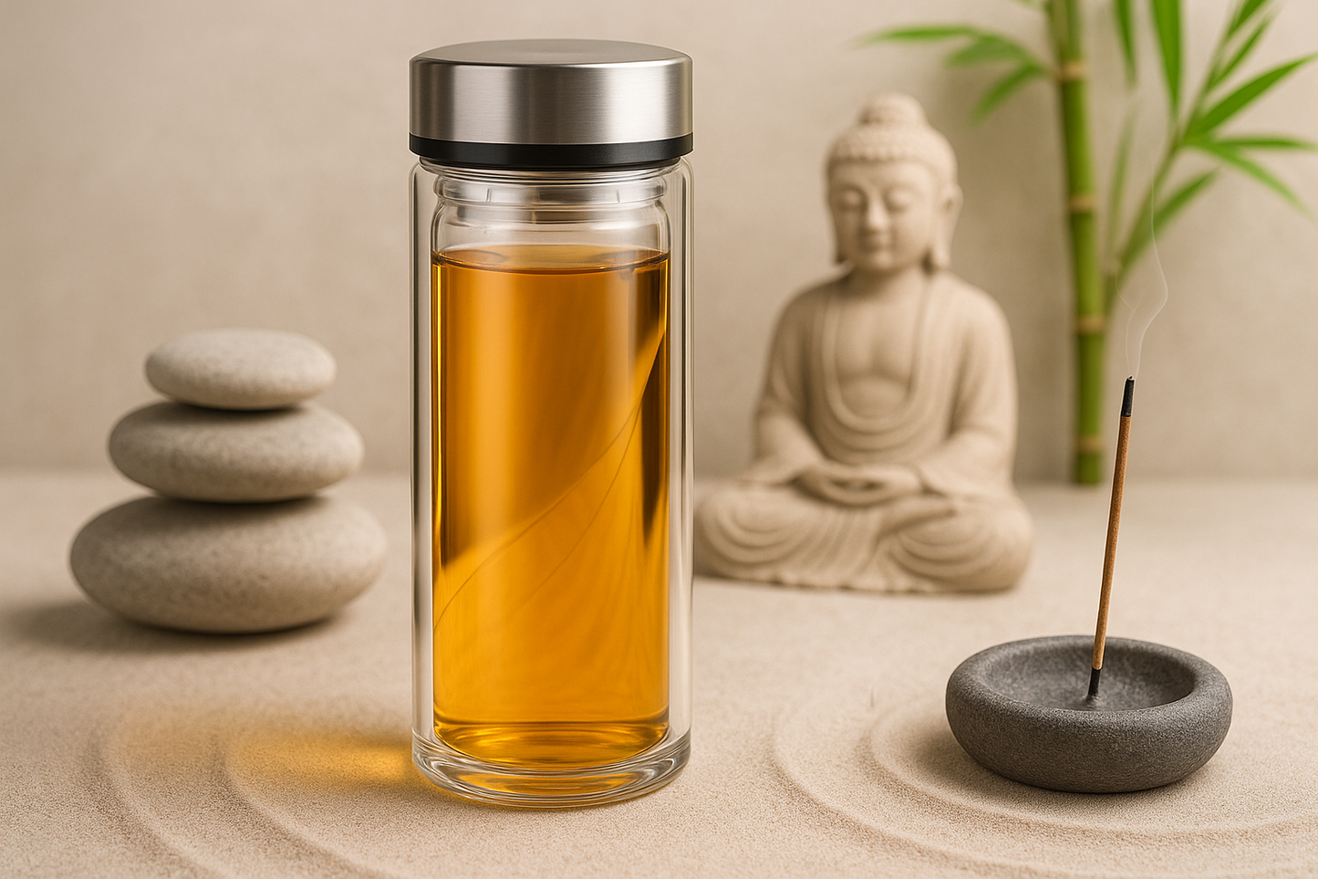 Infuseur de thé portable en verre avec filtre en acier inoxydable – 1000ML