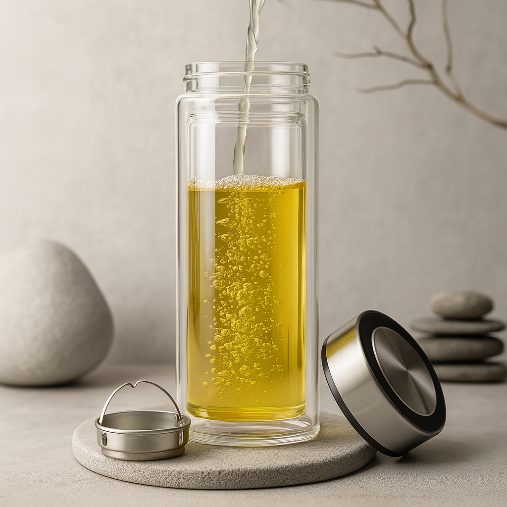 Infuseur de thé portable en verre avec filtre en acier inoxydable – 1000ML